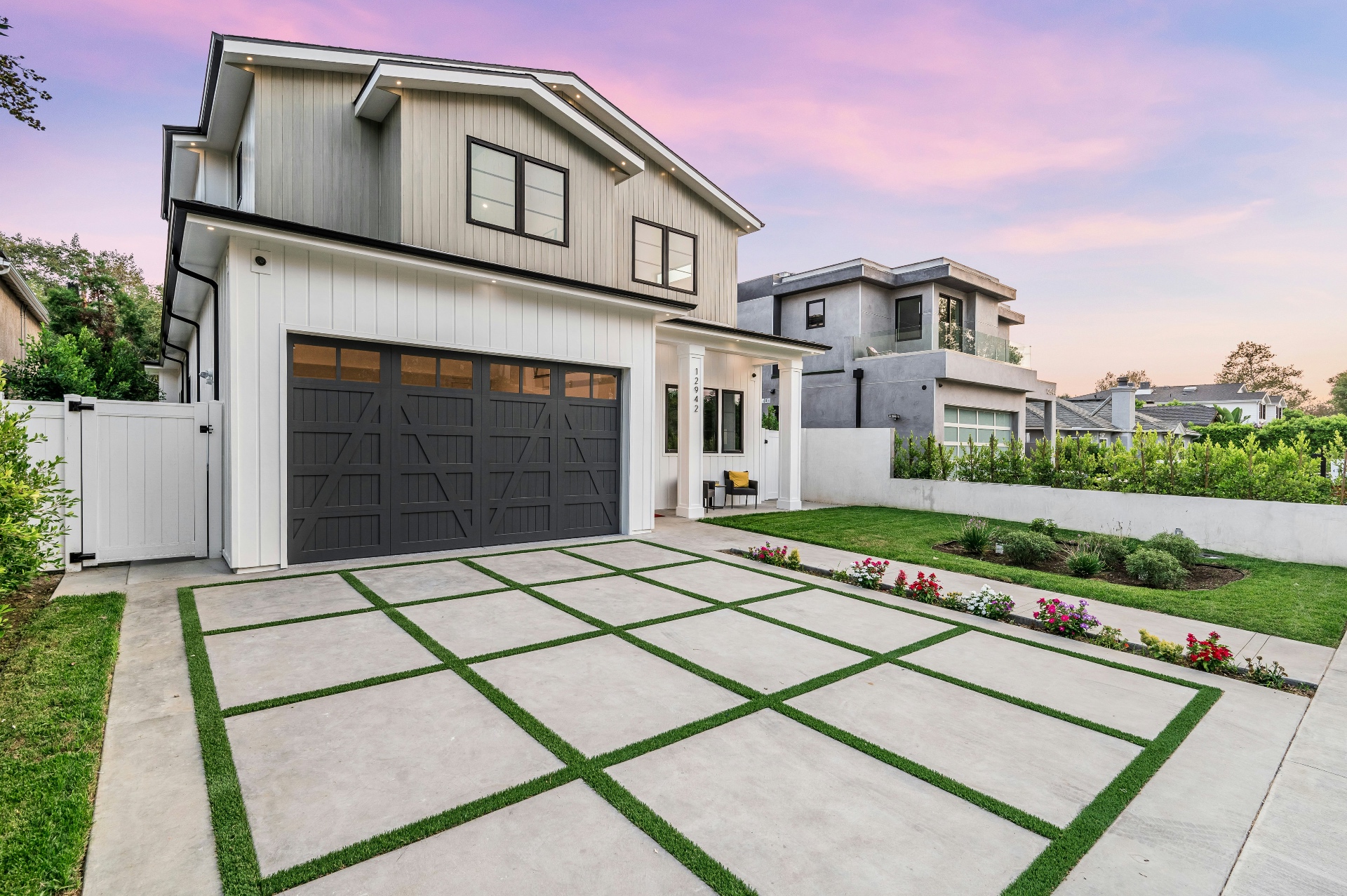 Modern Southern California home at golden hour